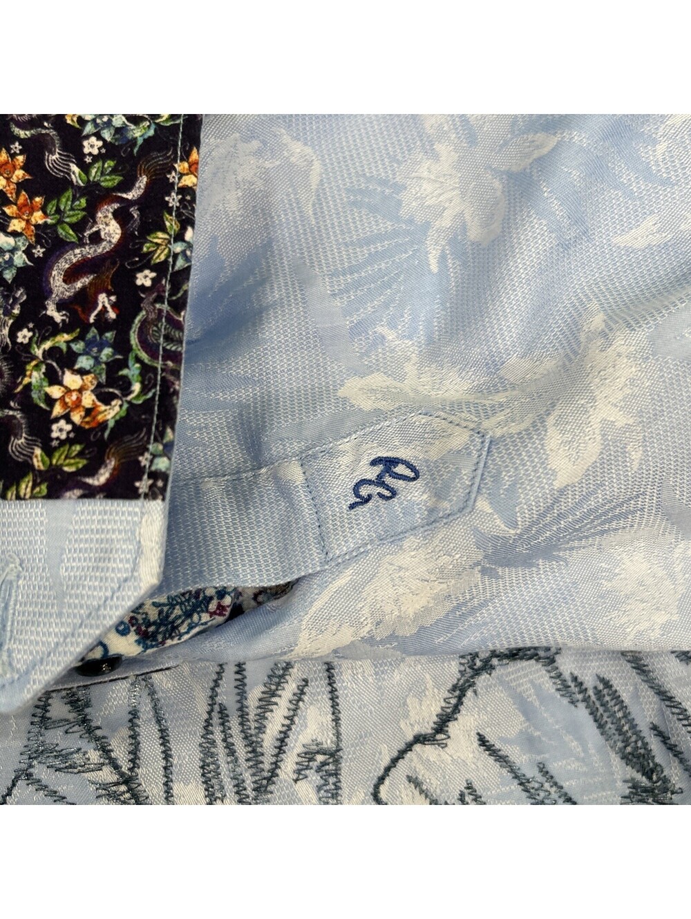 Robert Graham Burns Snake Dragon Classic Fit Light Blue (Size Large) - Picture 6 of 14